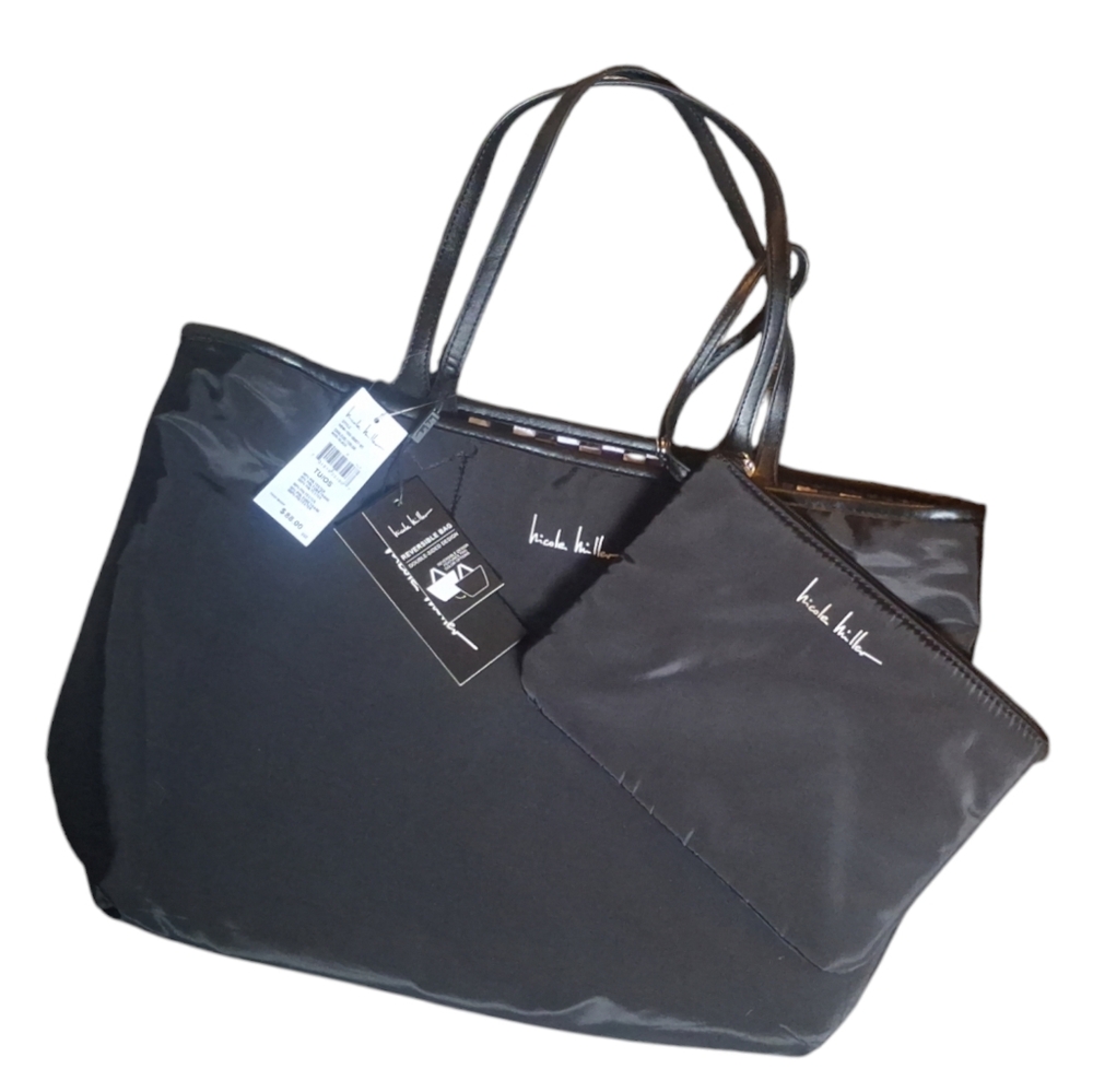 🏁🖤NWT NICOLE MILLER REVERSIBLE TOTE BAG🏁🤍 - Picture 3 of 6
